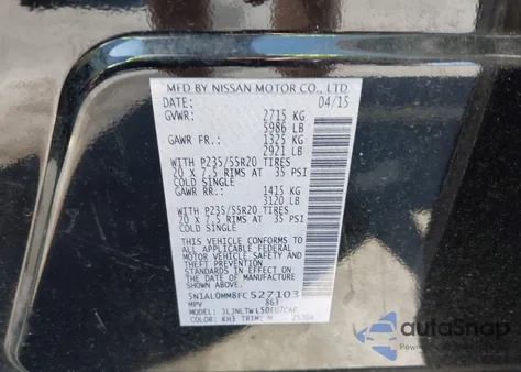 2015 Infiniti Qx60 из США, поврежденный, VIN 5N1AL0MM8FC527103